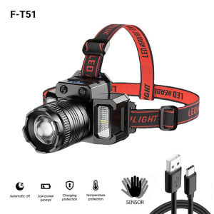 [COD] Senter Kepala LED 5000LM Baterai 18650 2000mAh Isi Ulang USB Type-C | Headlamp Zoom Super Terang Sensor Tangan untuk Kegiatan Outdoor Tahan Air