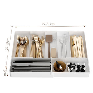 Adjustable Expandable Drawer Organizer Kitchen Cutlery Tray with Dividers Multi-use Storage for Utensils Makeup Office Supplies