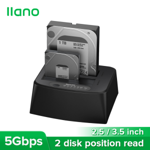 LLANO USB 3.0 SATA Solid State Hard Disk Enclosure 2.5-inch/3.5-inch Dual-disk Hard Drive Base with Copy Function