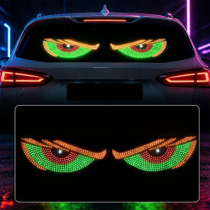 Universal USB 5V Car Demon Eye LED Display Light Dynamic Flashing Modes Auto Windshield Decor Pixel Panel Left Right Eyes 12x30cm High Brightness RGB Car Styling