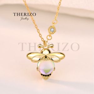 Therizo S925 Silver Aurora Gold Aureos Apes Pendant Necklace Rantai Leher Perempuan Ready Stock