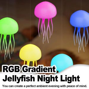 UMBRAULI Adjustable Voice Controlled Jellyfish Lamp Automatic Tentacle Rotation Warm/RGB Light Dancing Jellyfish Night Light Multi-purpose 3D Dynamic LED Night Light Bedroom Decor