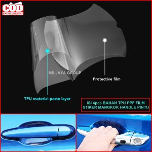 Stiker Anti Gores Mangkok Gagang Handle Pintu Mobil Isi 4pcs Bahan TPU PPF Transparan BB