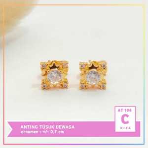 Cute Jewelry Anting Tusuk Dewasa Sarangheo Zirkon Anting Perhiasan Lapis Emas Imitasi AT 106