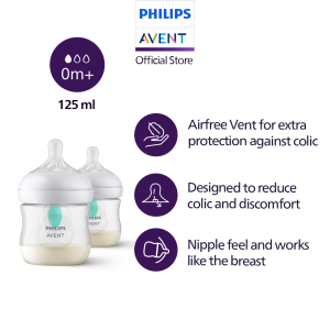 PHILIPS AVENT Natural Response Baby Bottle with Airfree vent 125ml 2PK- SCY670/02