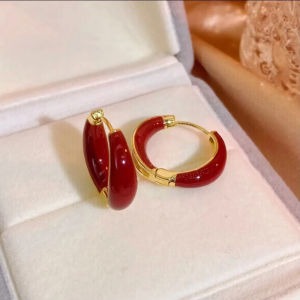 GL 18K GOLD Fashion Red large circle personalized temperament earrings ES69139