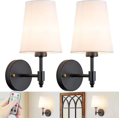 Battery Wall Sconces Set of TwoBattery Operated Sconces Up to 50 Hours Long LifeRechargeable Cordless Wall Sconce USB