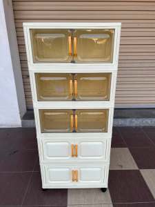 WE 4298 = 5层折叠收纳拒 5-Layer Folding Storage Cabinet #Video for reference only 👀 #Product is subject to actual photos‼️