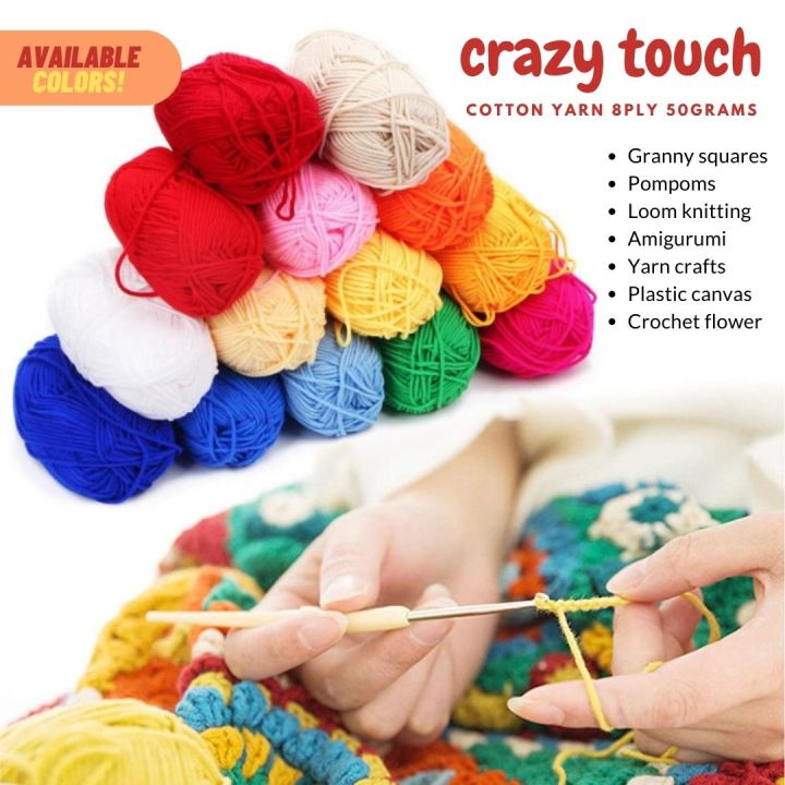 Homeflix Crazy Touch Cotton Yarn, Colors Soft Worsted Hand Knitting Baby  Yarn Ply 50g Milk Cotton Yarn For Crochet for Knitting and Crochet for