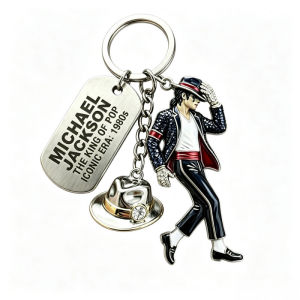 1pc Michael Jackson Keychain Classic Dance King Pendant Key Ring Fashion Singer Key Chain Creative Gift for Men Women