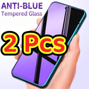 2PCS Anti Purple Blue Light Tempered Glass For OPPO A18 A77s A57 A76 A96 A3S A5S A15s A16 A12e A31 A91 A92 A98 A52 A53 A54 A55 A58 A74 A93 A9 A5 2025 A5i A5x A6 A6x A6t Reno 5 7 7Z 8T 10 11 11F 12F 13F 14F 15F 16F 15 16 Pro A78 4G 5G Screen Protector Film