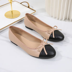 In-Stock Large Size WomenS Shoes Flat Shoes With Bow Simple Loafers Shallow Round Toe