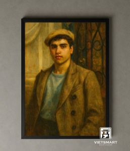 Tranh Nghệ thuật "Chàng Trai Đội Mũ Nồi" VIETSMART ART - Acrylic 45 x 60cm