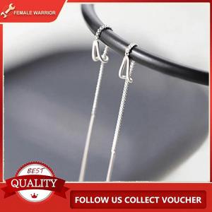 Female Warrior ต่างหูแบบห้อยประดับพู่สำหรับผู้หญิงต่างหูแบบห้อยยาวสไตล์เรียบง่ายต่างหูแบบเจาะสายเครื่องประดับหูขนาดเล็กอินเทรนด์