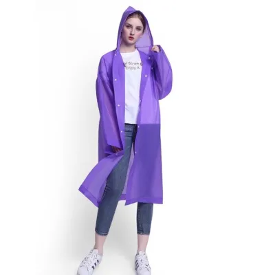 Jas Hujan Dewasa Bahan EVA Tebal Model Ponco Semi Transparan Anti Air / Mantel Jubah Poncho Fashion Korea + Hoodie Berkualitas Anti Basah / Raincoat Lightweight Unisex Reusable - FR Gallery