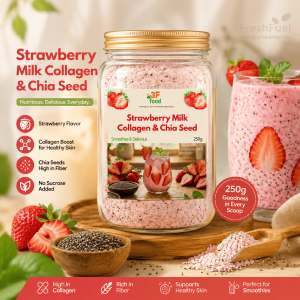 [BUY 1 GET 5] Fresh Strawberry Milk Collagen Drink With Chia Seeds 100g | Low Calorie Beauty Drink Powder