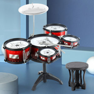 【Moucter】 กลองชุดเด็กสมจริง ของเล่นกลอง กลองชุดใหญ่3ใบ ของเล่นดนตรี ของขวัญสำหรับเด็ก