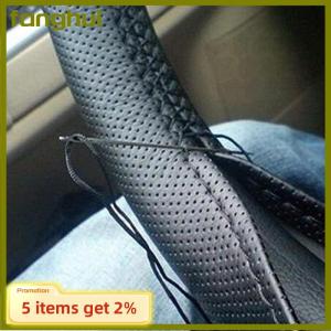 fanghui New Car Truck Leather Steering Wheel Cover With Needles and Thread Black DIY
