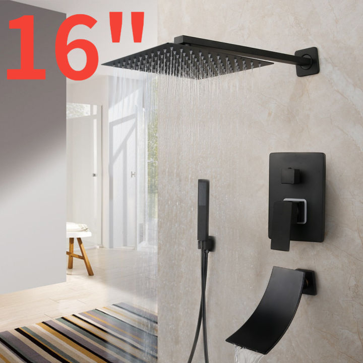 Super discount Matte Black Bathroom Shower Faucet Rainfall Tub Bathtub