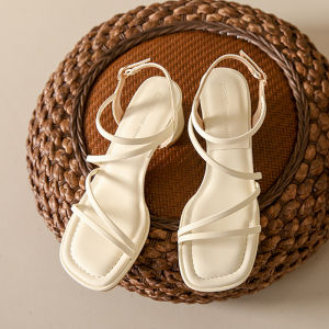 IELGY sandals thick heel French fairy style pure color simple temperament womens shoes