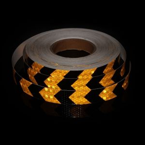 2.5cm*3m /5cm*3m Reflective Bicycle Stickers Black-Yellow Arrow Waterproof  Adhesive Safety Warning Tapes Outdoor Reflectors For Trucks
