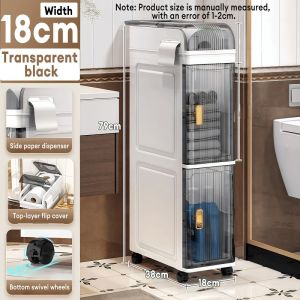 KUKI Bathroom Organizer Slim Cabinet Drawer Gap Storage Cabinet Bathroom Shelves Moving Rack