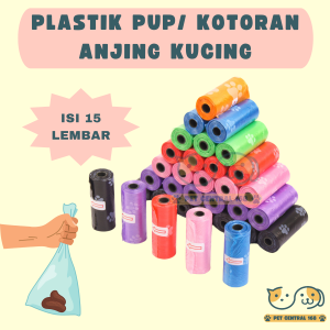 Plastik Poop Bags Plastik Motif Paws Untuk Kotoran Anjing / Kucing isi 15 Lembar