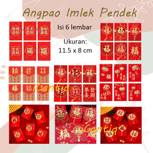 CQ Angpao Imlek Netral Panjang / Pendek 1 Pack Isi 6 Lembar Bahan Tebal Embos Emas Angpao Besar Angpau Hoki Angpao Fu Angpao Fuk Angpao Hok Hong bao Amplop Lunar Envelope Ampau Ampao