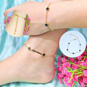 GELANG TANGAN + GELANG KAKI BUNGA KECIL HITAM BOLAK BALIK ANTI LUNTUR & ANTI KARAT (COD)