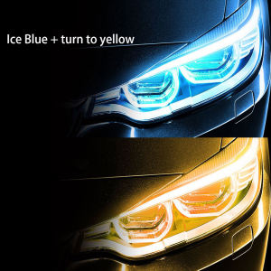 MOTOGO 2PCS Daytime Running LED Light Waterproof Car Soft Tube LED Strip DRL Flowing Turn Signal Lights 12V