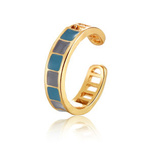 SHOPHOME Cincin wanita Gaya Eropa Amerika Mewah Ringan Cincin Jari Terbuka Asimetris Geometris CCN03