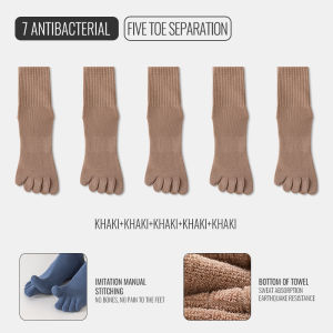 MiiOW Men Five Finger Long Socks Deodorant Antibacterial Running Sports Split Toe Sock Towel B 100% Pure Cotton Sock Terry Sock