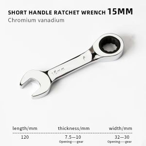 MUNCHX 1Pcs 6-19mm Cờ lê ổ cắm bánh cóc Kết hợp đảo ngược 72 răng Cờ lê đơn cứng đầu  Thép Dụng cụ sửa chữa đai ốc