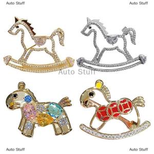 [COD] Auto Stuff เข็มกลัดแฟชั่นรูปม้าเคลือบรูปสัตว์สำหรับผู้หญิงเสื้อโค้ทของขวัญ