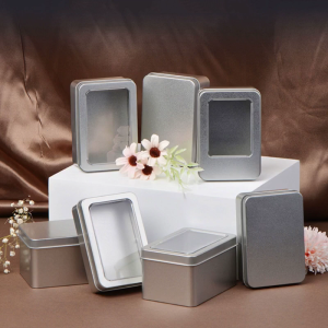 Rectangle Storage Box Small Storage Box Silver Color Keys Coins Container Playing Cards Box Candy Storage Can