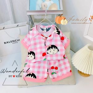 Bộ pyjama hoạ tiết cộc tay chất kate thái loại 1 cho bé gái