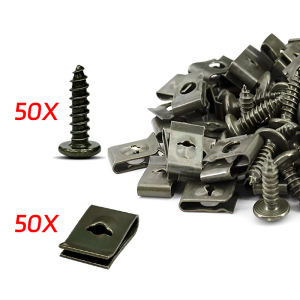 100pcs คลิปสกรูโลหะ รูปตัว U ป้องกันสนิม คลิปสกรูชุดกันชนรถ สําหรับยึดปะเก็นรถยนต์ และรถจักรยานยนต์