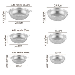 Multiple sizes Stainless Steel Kitchen Hole Dense Mesh Sifter Colander Strainer Double Ear Sieve