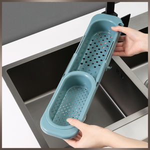 Adjustable Kitchen Sink Strainer Leftover Drainage Basket Garbage Filter with Sponge storage rack and towel Hanger Multifunctional Kitchen Accessories