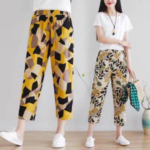 Ginza6 Trousers Ethnic Literary Harem Pants Cotton Fabric Retro Loose Women Printed Casual Pants 992