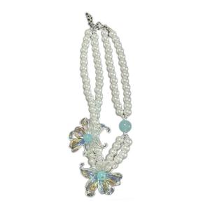 สร้อยคอลูกศรไขว้เน้นไข่มุกลายดอกไม้สร้อยคอปรับได้น้ำหนักเบาสร้อยคอห่วงโซ่หรูหราสำหรับคอลเลกชันของเธอ