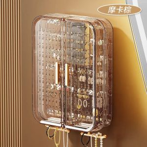 Sacesr wall mounted Jewelry storage large capacity earring rings storage rack double door multifunctional necklace jewelry R3K9L