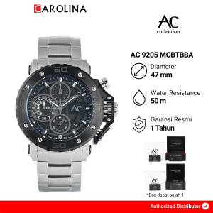 Jam Tangan Pria Alexandre Christie Chronograph AC 9205 MCBTBBA  Sport Black Dial Stainless Steel Strap