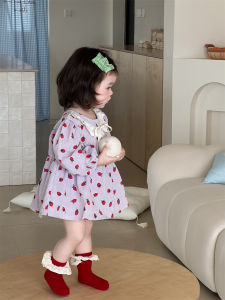 Childrens spring romper baby spring clothing 2026 Spring Korean-style childrens clothing for girls patchwork doll dress
