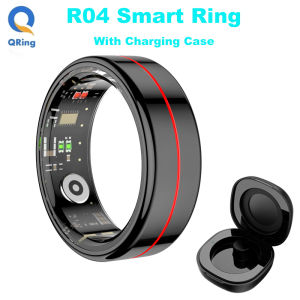 R04 Smart Ring for Men & Women – 5ATM Waterproof Fitness Tracker with Health & Sleep Multi-Sport Mode HR/SpO2 Tracking Camera Control – Wireless Charging Case Compatible with Android iOS