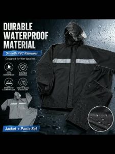 Raincoat Set Waterproof Kapote Jacket Pants Reflective Hooded for Motorcycle