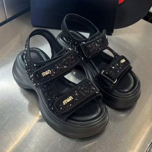 [Free Shipping] Velcro Sports Sandals For Women 2025 New Summer Lightweight Thick-Soled Versatile Sequin Roman Sandals Non-Slip Beach Shoes