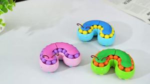 2026 Hot Sale [ Shipped from China ] New Caterpillar Magic Bean Cube Childrens Rolling Ball Rotating Fingertip Stress Relief Toy for Educational Thinking Training B3