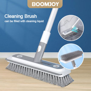 BOOMJOY 2 in 1 Floor Scrubber Stiff Bristle Soft Squeegee Telescopic Handle Scrub Brushes