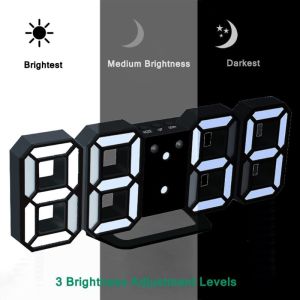 Mini Desktop Digital Clock Wall Decor 3D Digital Clock  Smart Snoring  Alarm Clock LED Kitchen Office Table Desk Alarm Temperature Clock